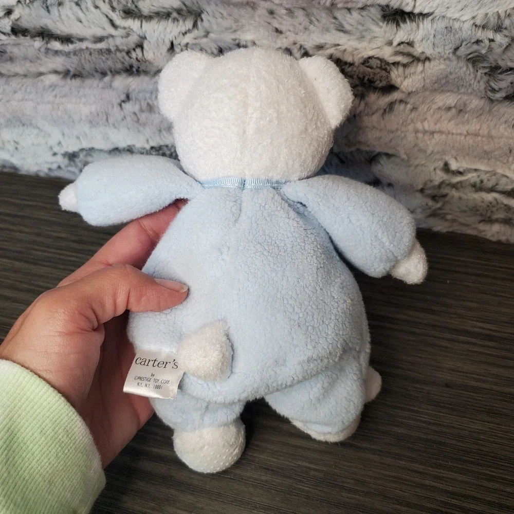 Carter's Prestige‎ Toy My First 1st Bear Rattle Plush Baby Blue Teddy Bunny Feet